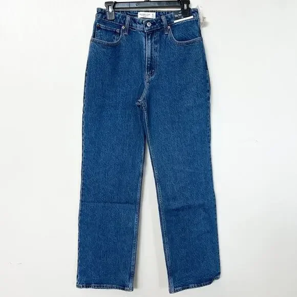New ABERCROMBIE Curve Love High Rise 90s Relaxed Jean Dark SIZE 28 Regular - Picture 3 of 9